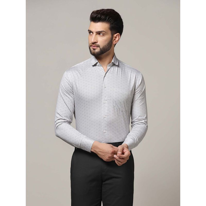 TAHVO Men Grey Printed Formal Shirt (38)