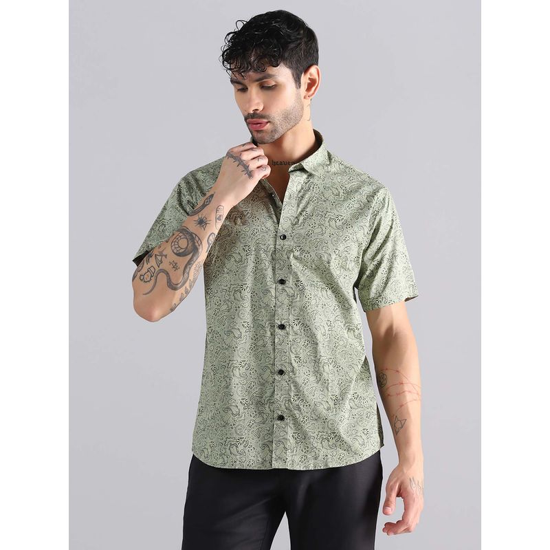 TAHVO Light Green Paisley Shirt (36)