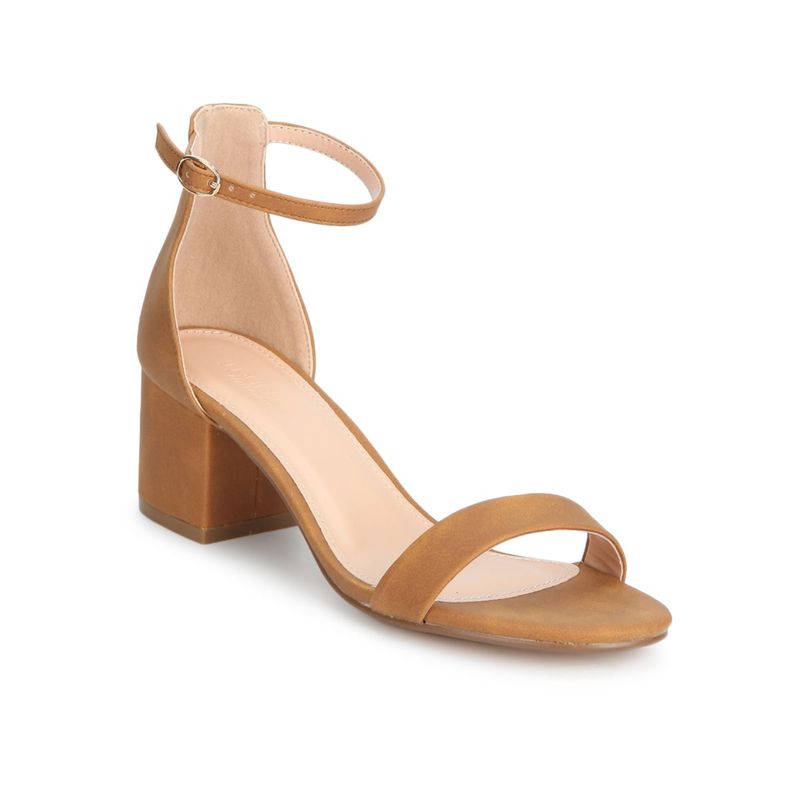 Truffle Collection Caramel Ankle Strap Kitten Block Heels: Buy Truffle ...