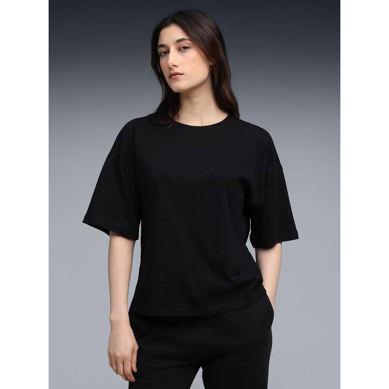 Puma Black Solid Oversized Fit T-Shirt (XXS) (XXS)