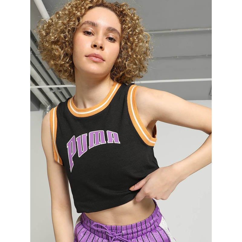 Puma TEAM Women Black Graphic Tank Top (XL) (XL)