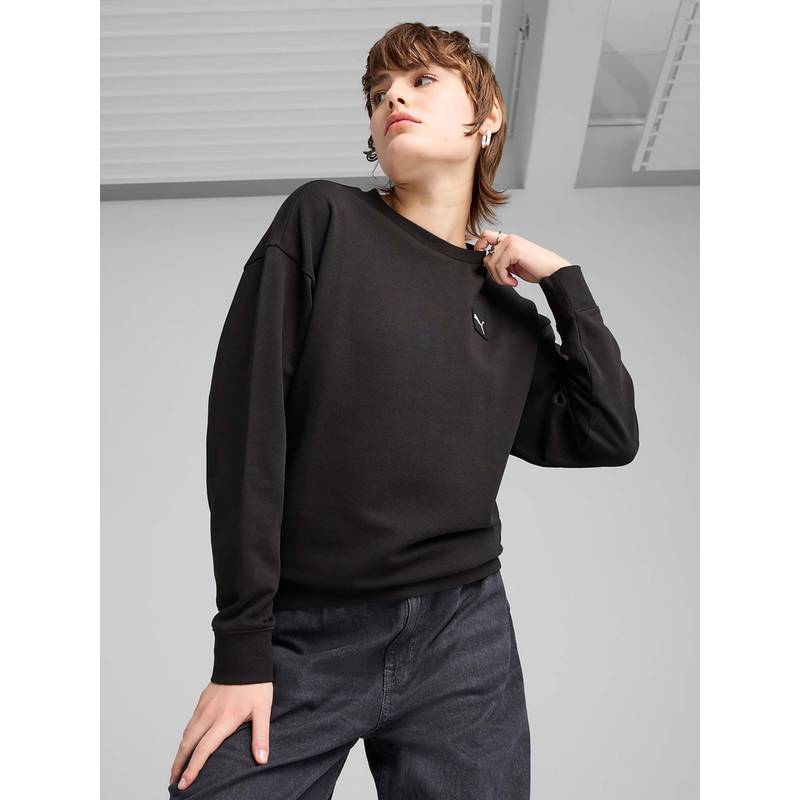 Puma Black Essentials Elevated Women Comfort Crew Sweatshirt (L) (L)