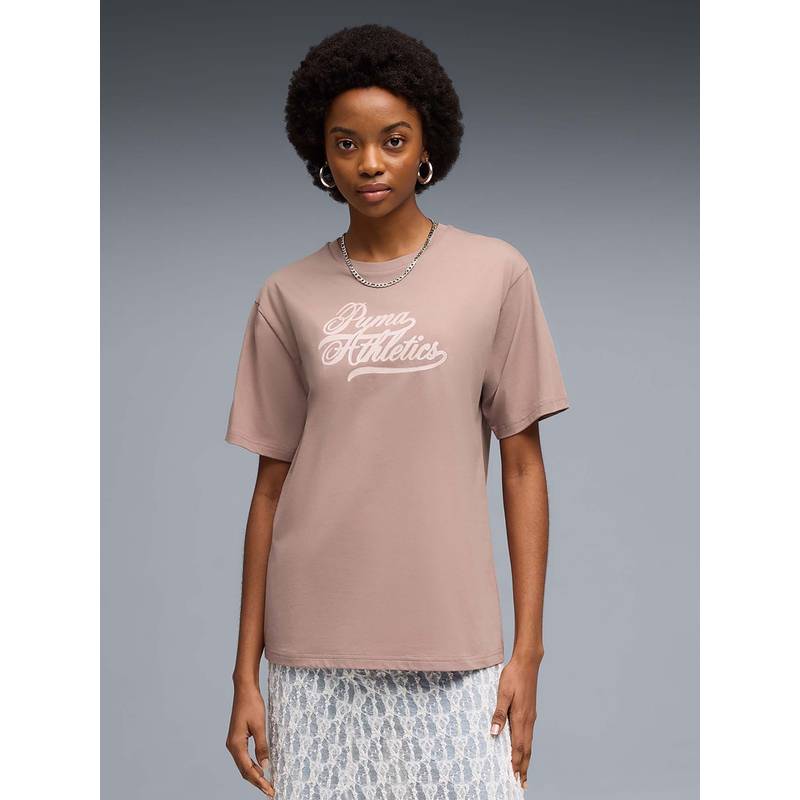 Puma Beige Printed Relaxed T-Shirt (S) (S)
