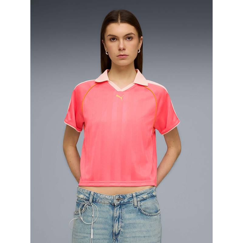 Puma Pink Stripes Relaxed Polo T-Shirt (XL) (XL)
