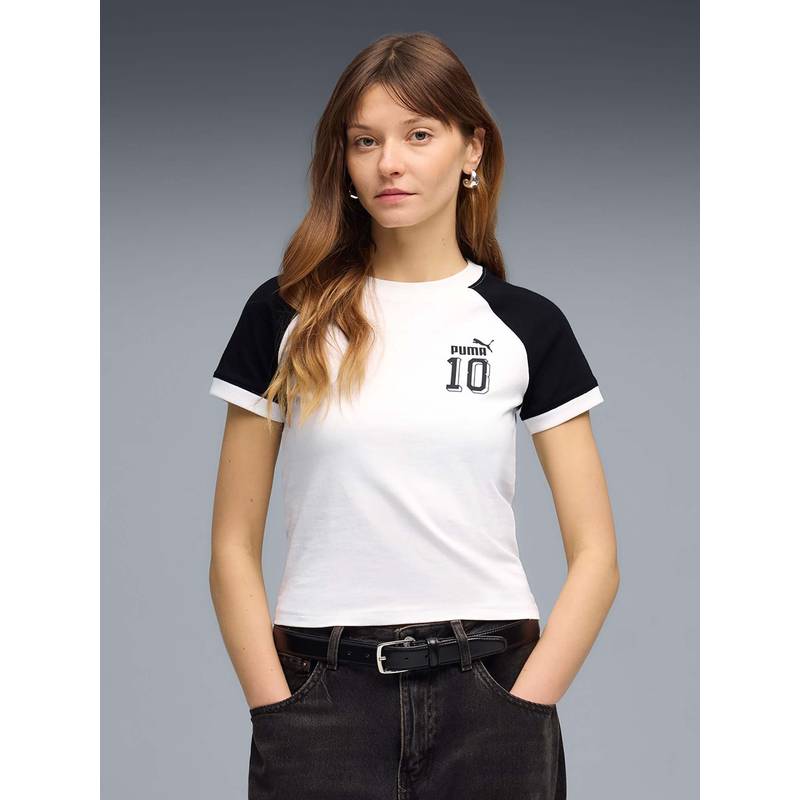 Puma White Colorblock Slim T-Shirt (M) (M)