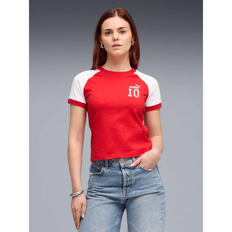 Puma Red Colorblock Slim T-Shirt (L) (L)
