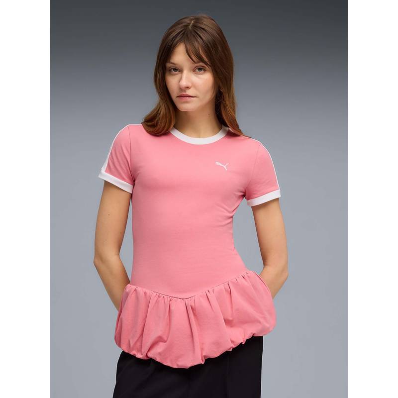 Puma Pink Solid Slim T-Shirt (XS) (XS)