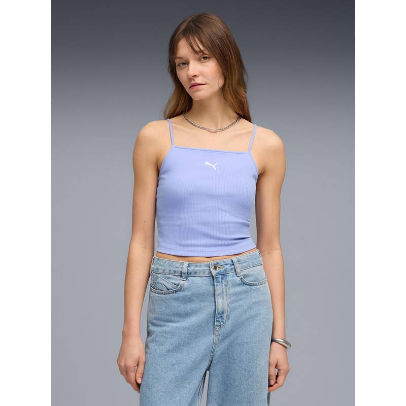 Puma Wardrobe Essentials Women's Ribbed Crop Top (L) (L)