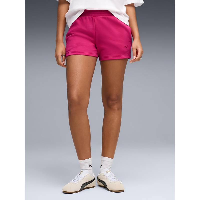 Puma Pink Solid Mid Waist Regular Short (L) (L)