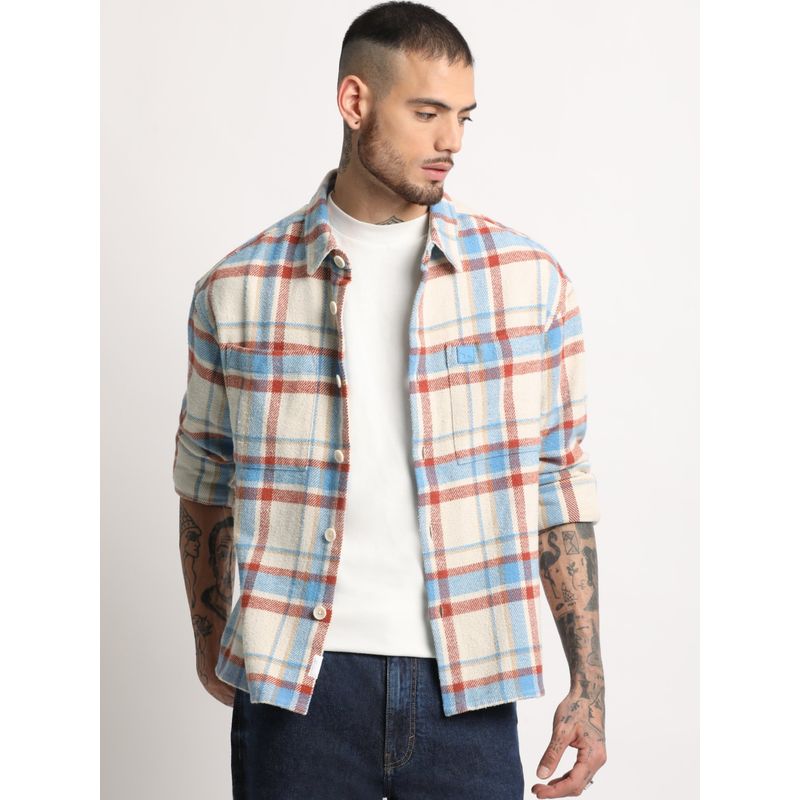 THE BEAR HOUSE Mens Multi-Color Checkered Shacket (L)
