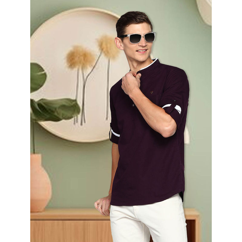 KUONS AVENUE Mens Black Linen Cotton Short Kurta (M)