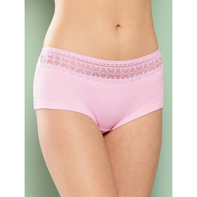 Leading Lady Womens Solid Mid Rise Hipster Brief Pink (M)