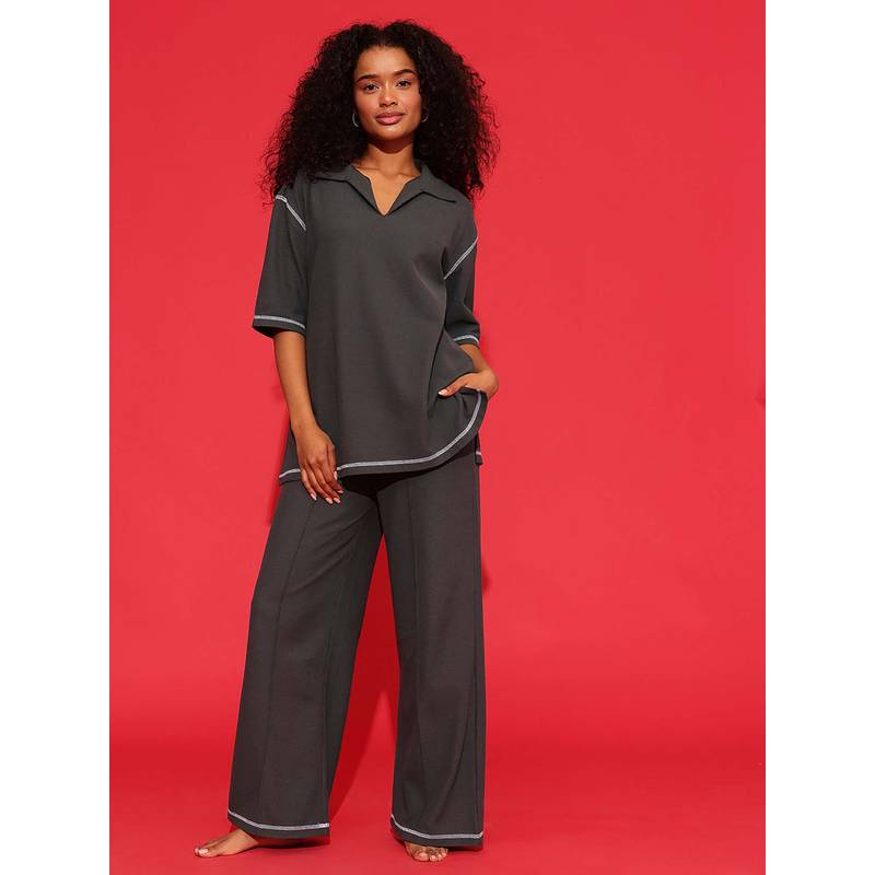 Chelvet Grey Half Sleeve Top and Pyjama (S)