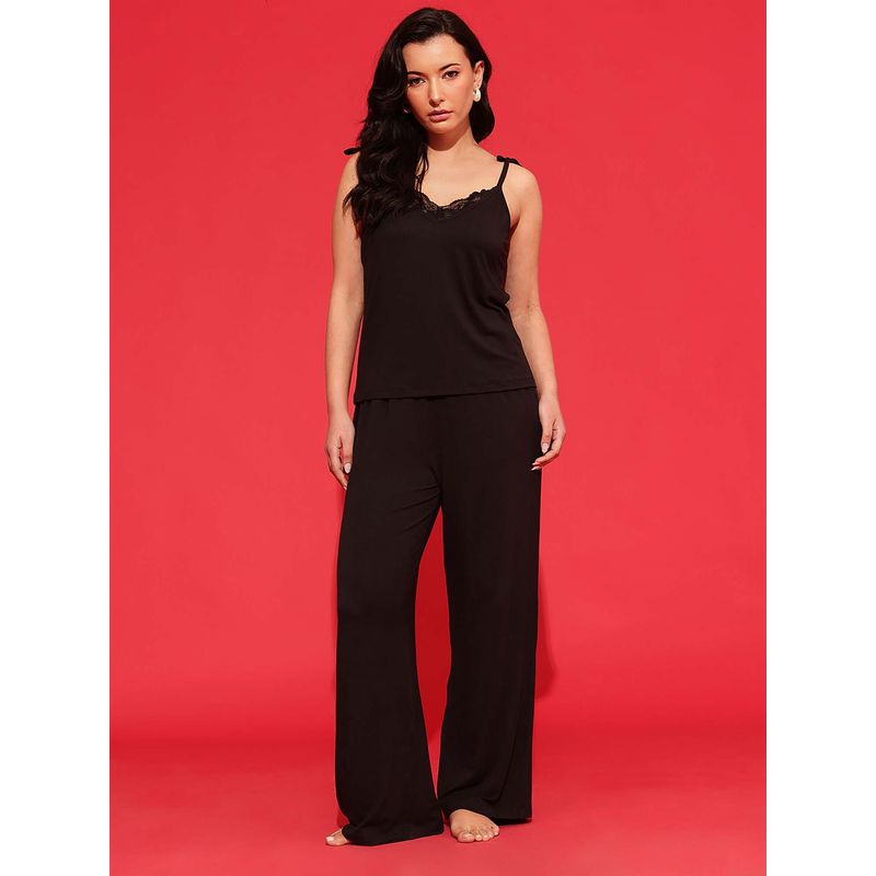 Chelvet Black Modal Cami and Pyjama (S)