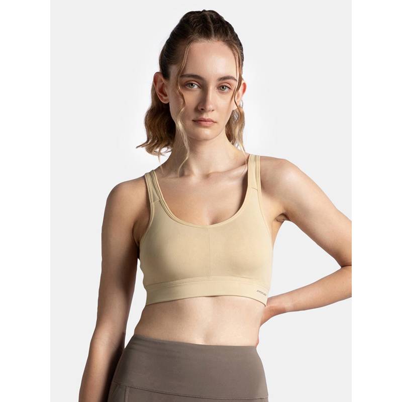 Jockey MI18 Wirefree Padded Soft Touch Microfiber Elastane Sports Bra - Skin (S)