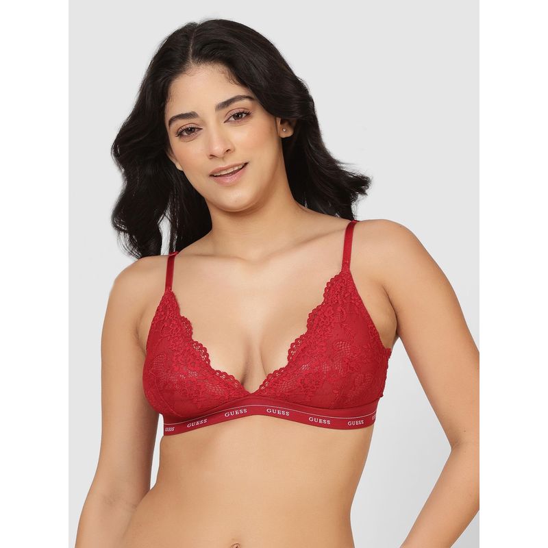 Guess Red Polyamide Solid Women Non-Padded Bra (L)