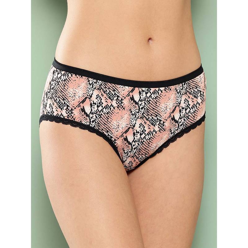 Leading Lady Womens Printed Mid Rise Hipster Brief Multi-Color (S)