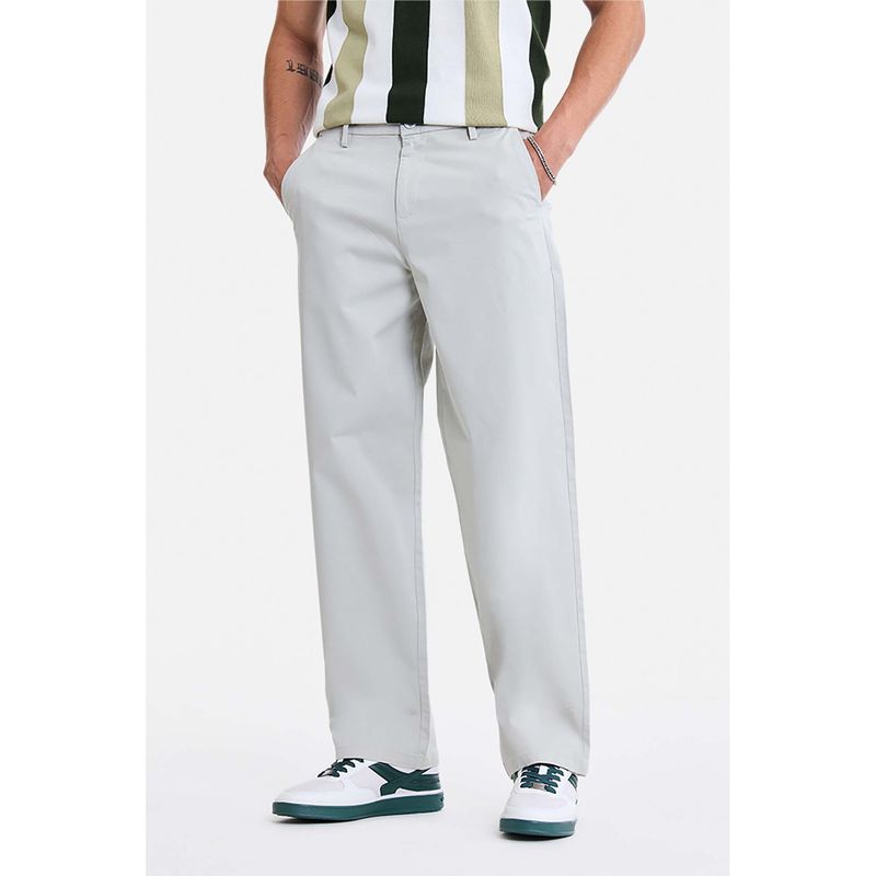 Snitch Cream Solid Relaxed Casual Chinos (34)