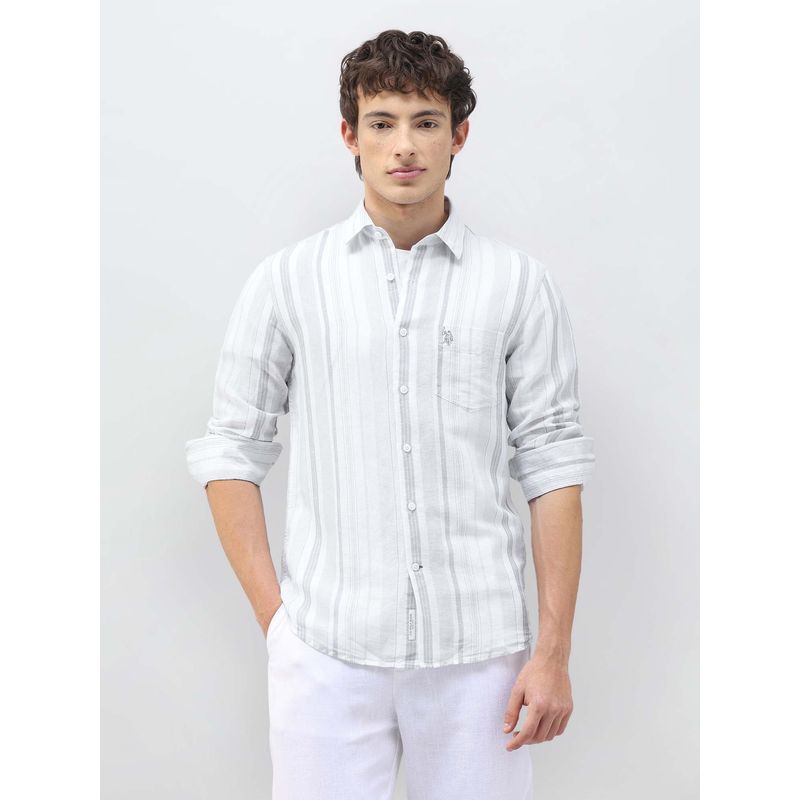 U.S. POLO ASSN. Men's Casa De Campo Vertical Striped Grey Shirt (46)