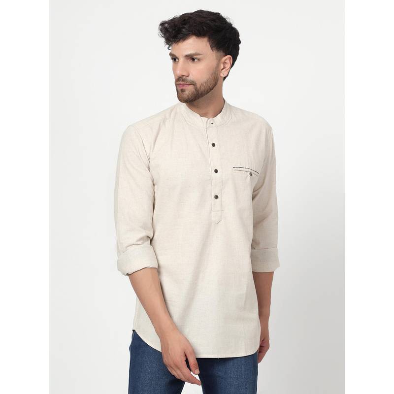 Spring Soul Cotton Linen Full Sleeves Shirt Beige (S)