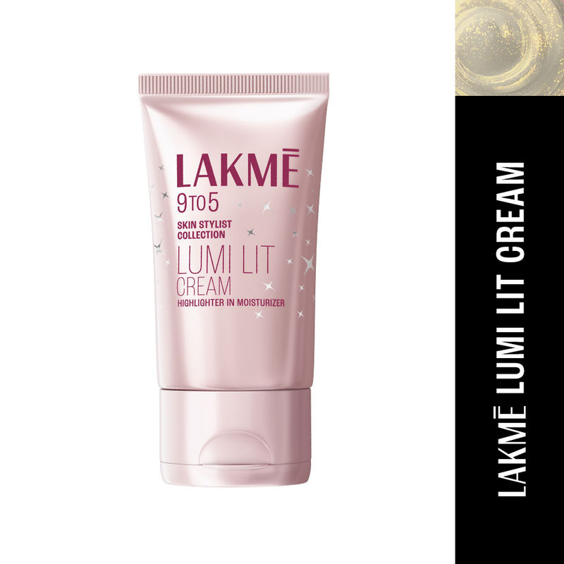 Lakme Lumi Lit Cream Highlighter + Moisturizer + Primer With Hyaluronic Acid & Niacinamide Golden Glaze