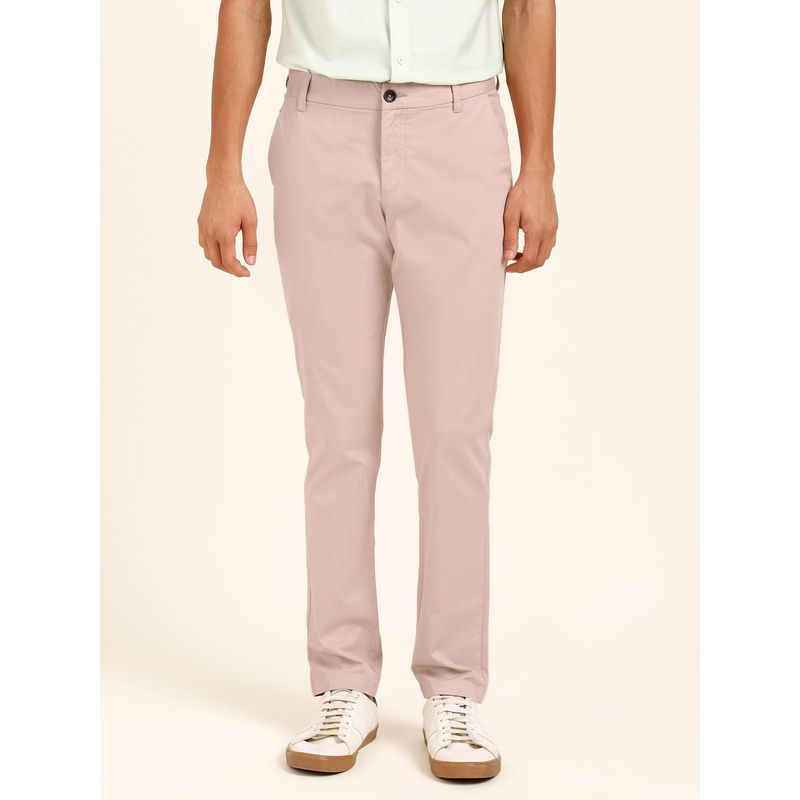 Andamen Regular Fit Slant Pocket Dusky Pink Chinos (31)