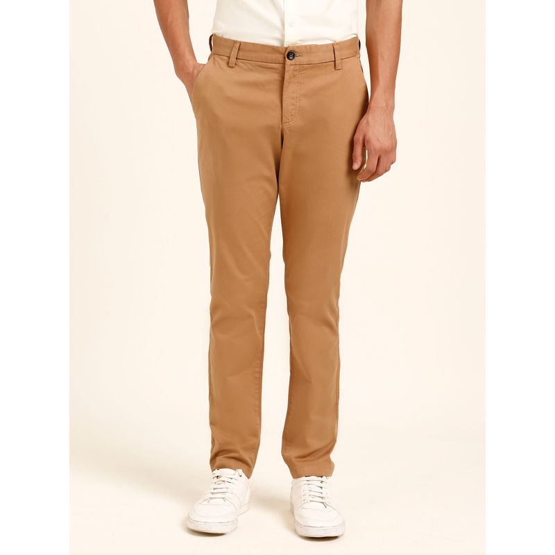 Andamen Regular Fit Slant Pocket Tan Brown Chinos (32)