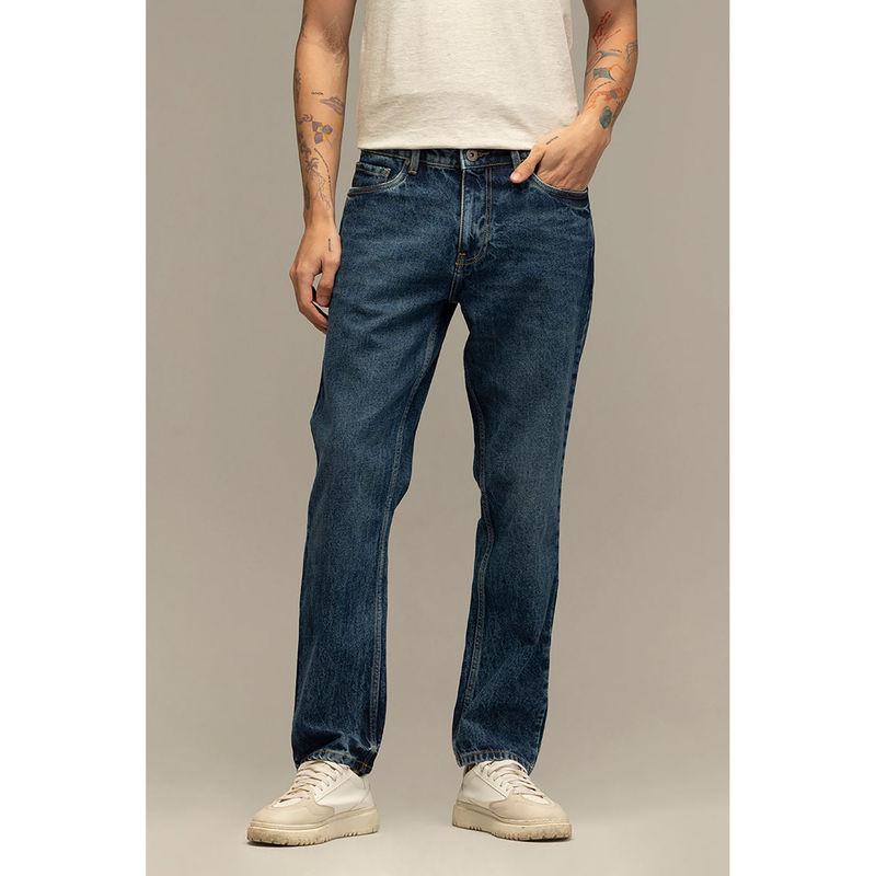 Snitch Refined Navy Blue Relaxed Fit Jeans (30)
