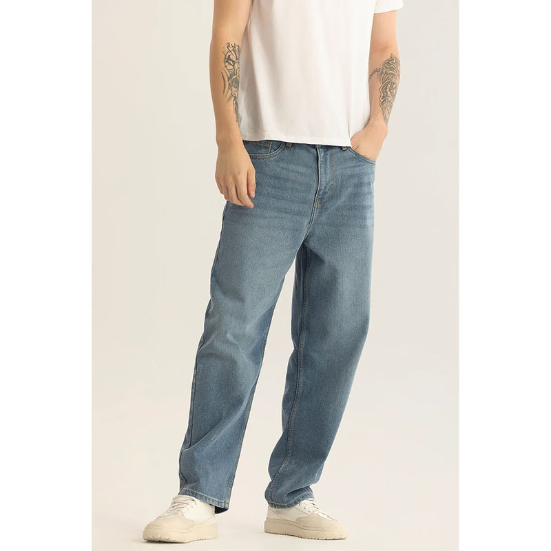Snitch Eloise Blue Plain Loose Fit Jeans (32)