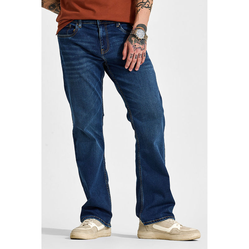 Snitch Navy Blue Boot Cut Jeans (34)