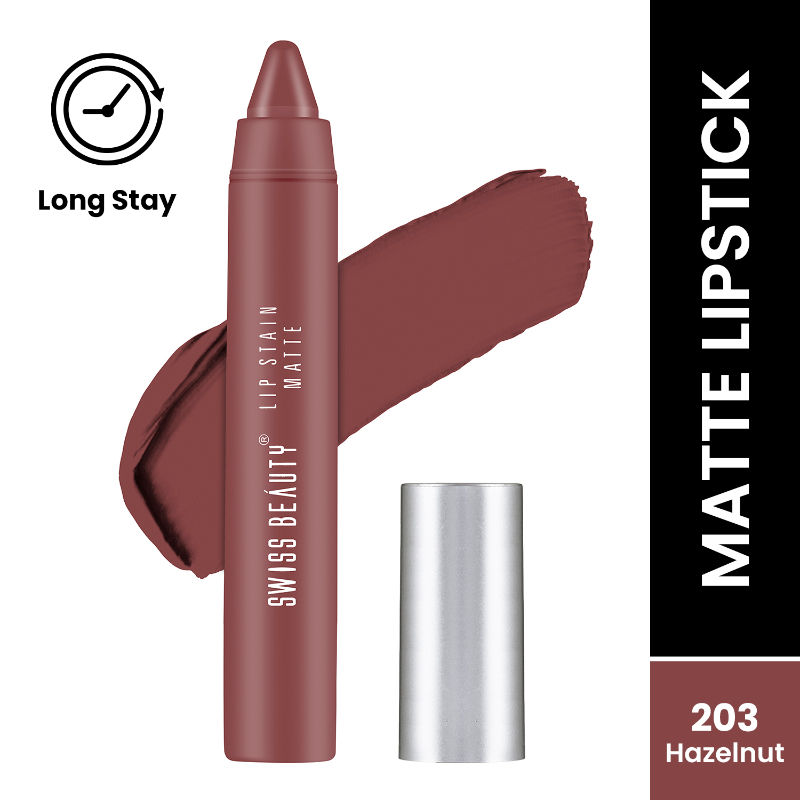 Swiss Beauty Lip Stain Matte Lipstick - 203 Hazelnut