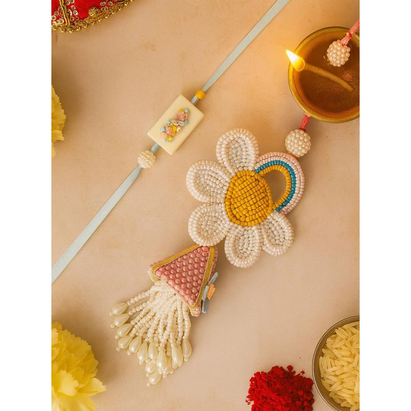 Buy PANASH Multi-Color Floral Beaded Rakhi Gift Set Online