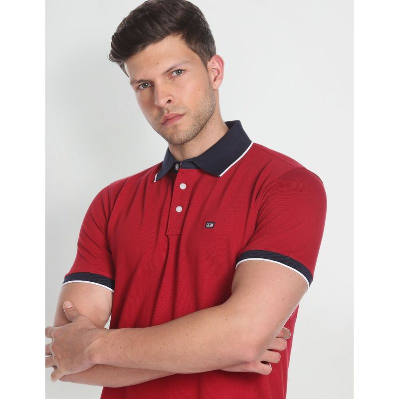 Arrow Sports Tipped Contrast Collar Polo Shirt (L)