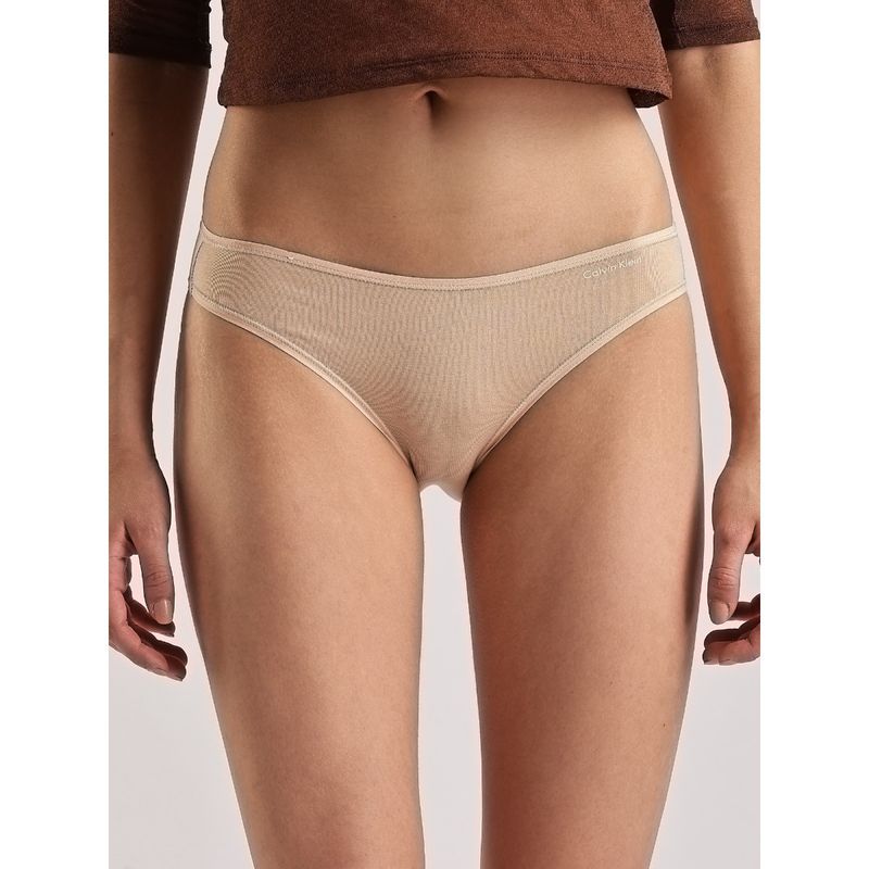 Calvin Klein Beige Solid Low Rise Bikini Panty (S)