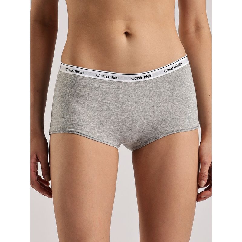 Calvin Klein Grey Solid Mid Rise Boy-Shorts (XS)