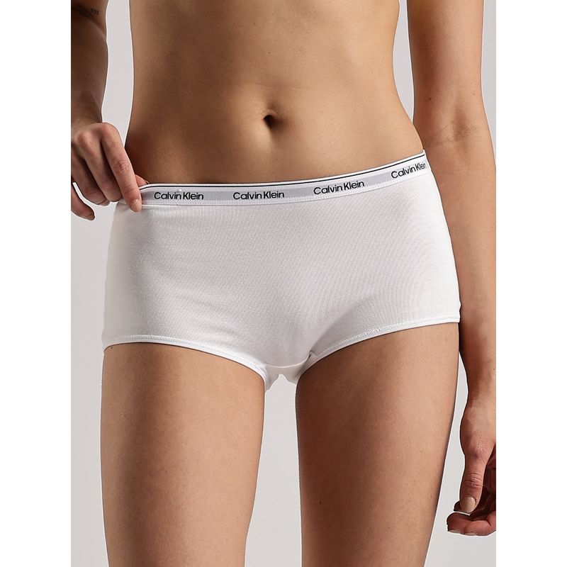 Calvin Klein White Solid Mid Rise Boy-Shorts (M)