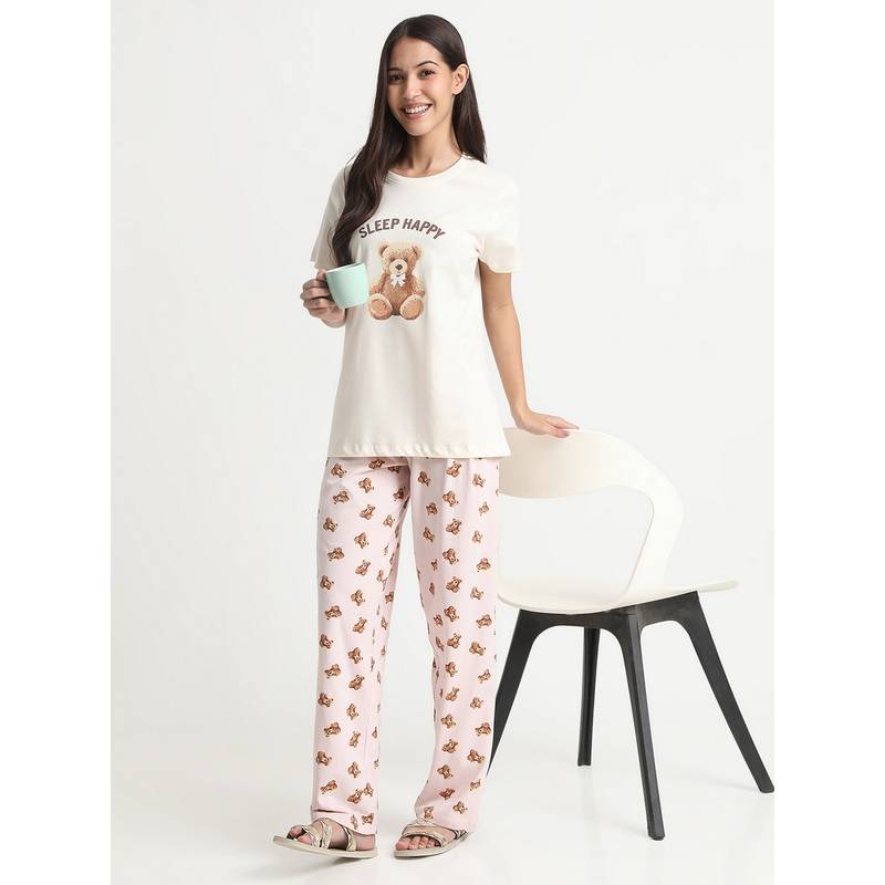 R&B Women Off White Round Neck Top with Pyjama (14)