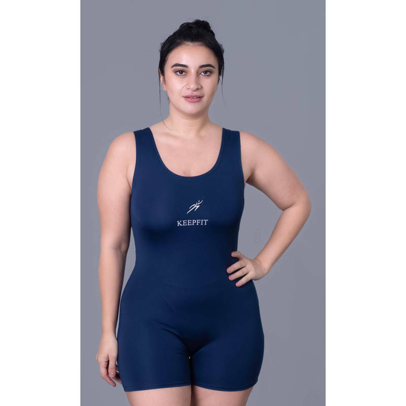 Keepfit Women Blue Polyester Swimsuit (XS)