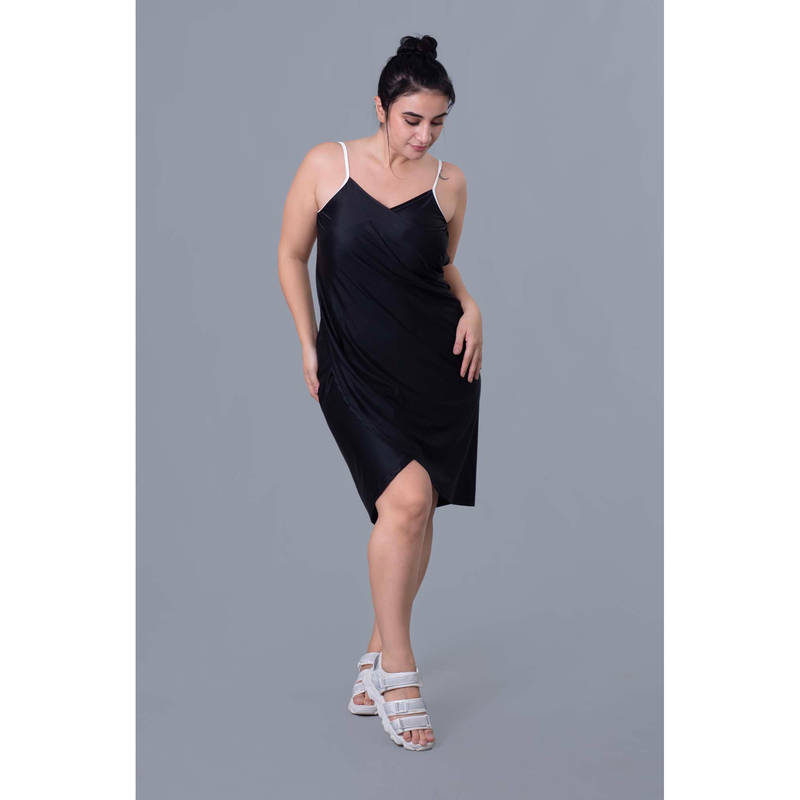 Keepfit Women Black Polyester Swim Dress (XS)