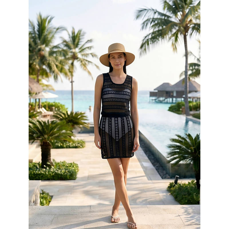 Keepfit Women Black Poly/Spandex Top with Skirt (XS)