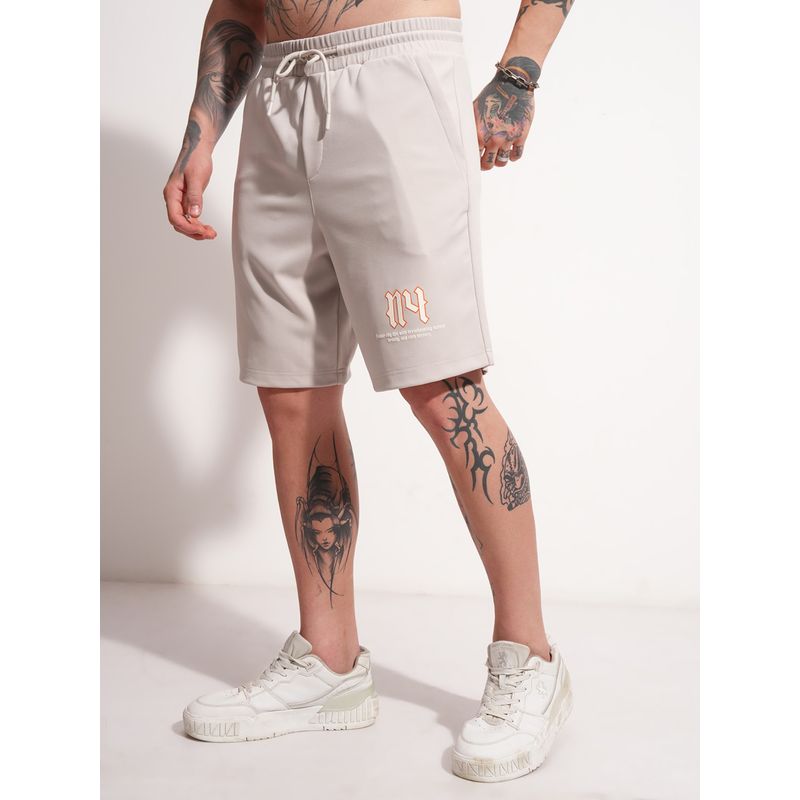 HIGHLANDER Men's Beige Green Mid-Rise Loose Fit Shorts (34)