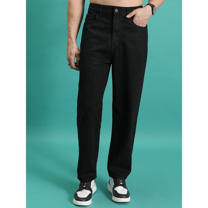 HIGHLANDER Men's Black Relaxed Fit Mid-Rise Jeans (34)