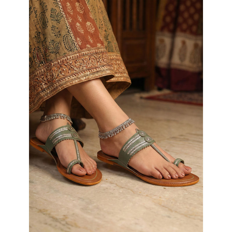 Chaal Chalan Noori Green Kolhapuris (EURO 36)