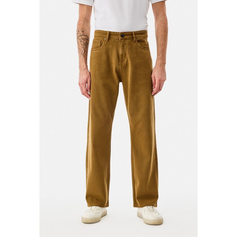 Snitch Khaki Denim Straight Casual Jeans for Men (30)