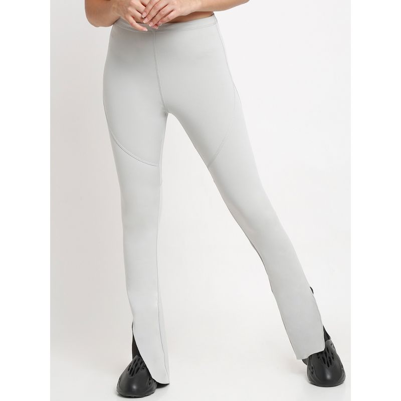 EVERDION Grey Side Slit Flare Tights (L)