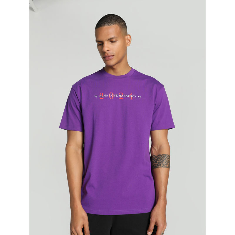 Puma LOVE MARATHON Unisex Purple T-Shirt (S)