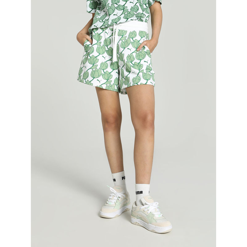 Puma BLOSSOM Womens Green Shorts (XS)