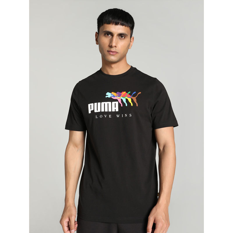 Puma Essentials+ LOVE WINS Mens Black T-Shirt (S)