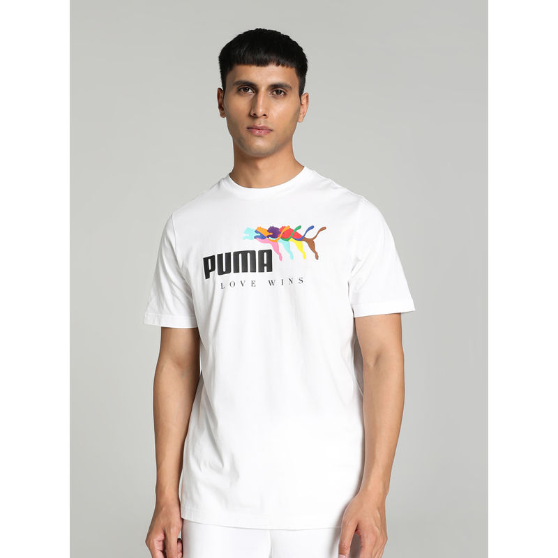Puma Essentials+ LOVE WINS Mens White T-Shirt (XS)