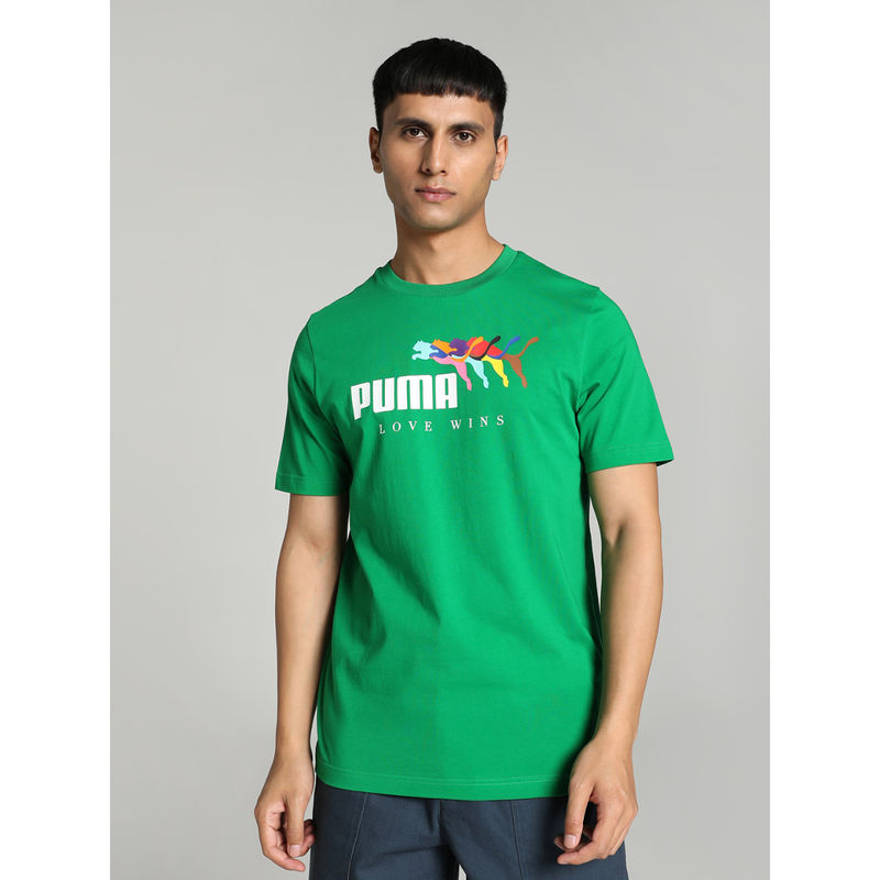 Puma Essentials+ LOVE WINS Mens Green T-Shirt (M)